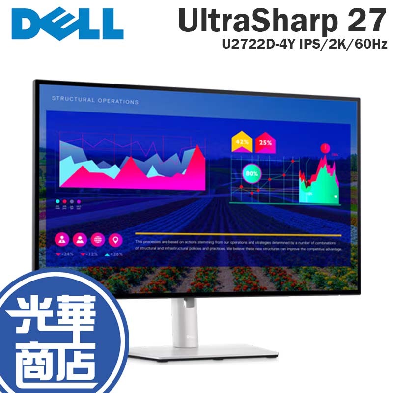 DELL 戴爾 U2722D -4Y 27吋 四年保 螢幕顯示器 U2722D-4Y IPS/2K/60Hz 光華商場