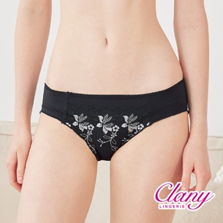 可蘭霓Clany 幸福升級性感刺繡中腰舒適M-XL內褲 低調黑 3026-63