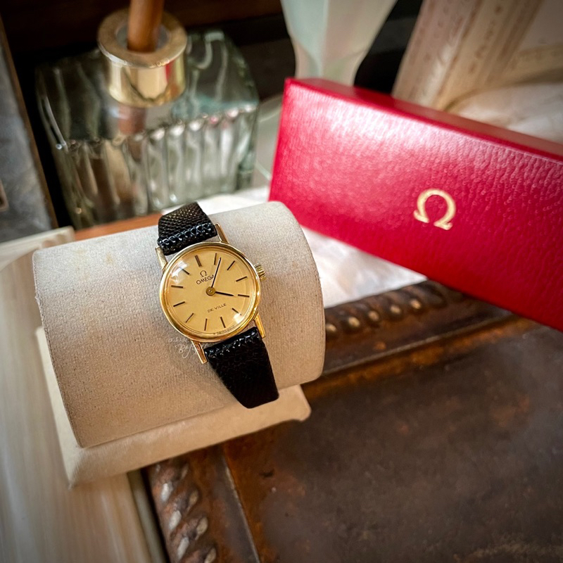 Omega· Vintage瑞士名家 70’s 美品附盒 De Ville經典霧金 線型立體時標 古董上鍊錶