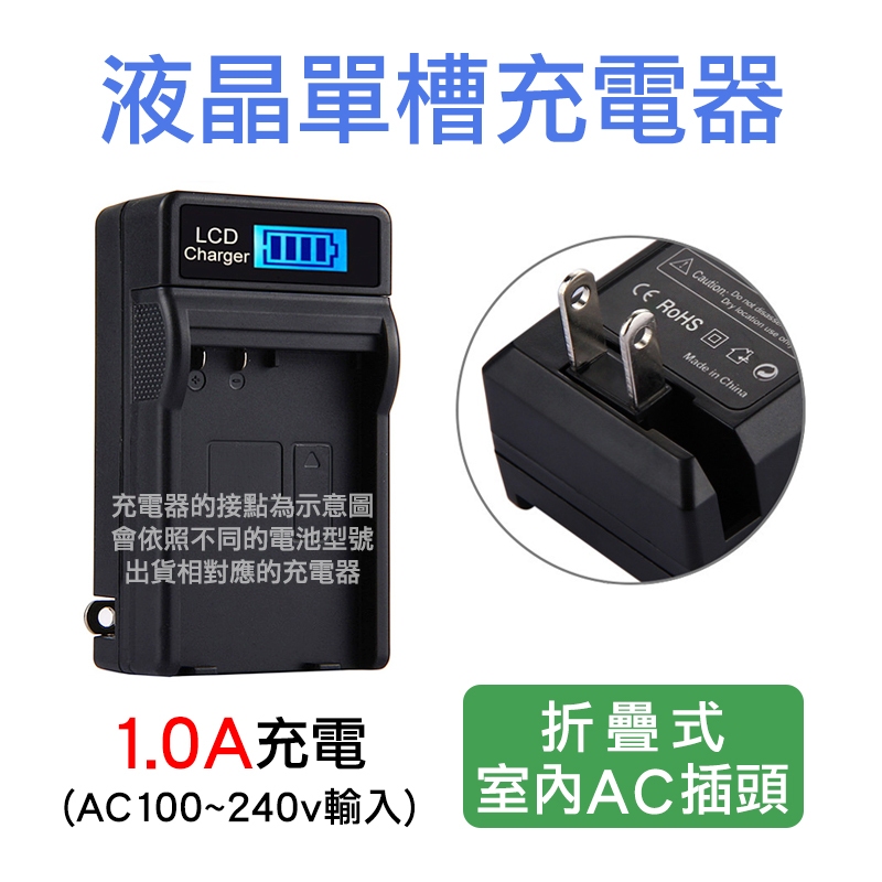 台灣電池王⚡充電器 單槽 LCD 液晶顯示 數位相機 1.0A充電電流 急速充電 一年保固 故障換新 充飽自動斷電