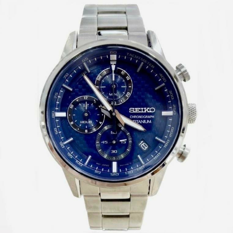 【SEIKO 精工】急速格紋鈦金屬三眼男錶 8T67-00N0B 41mm 現代鐘錶 SK016