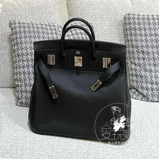 HERMES 愛馬仕 Hac Haut A Courroies 40 黑銀 Togo 🖤