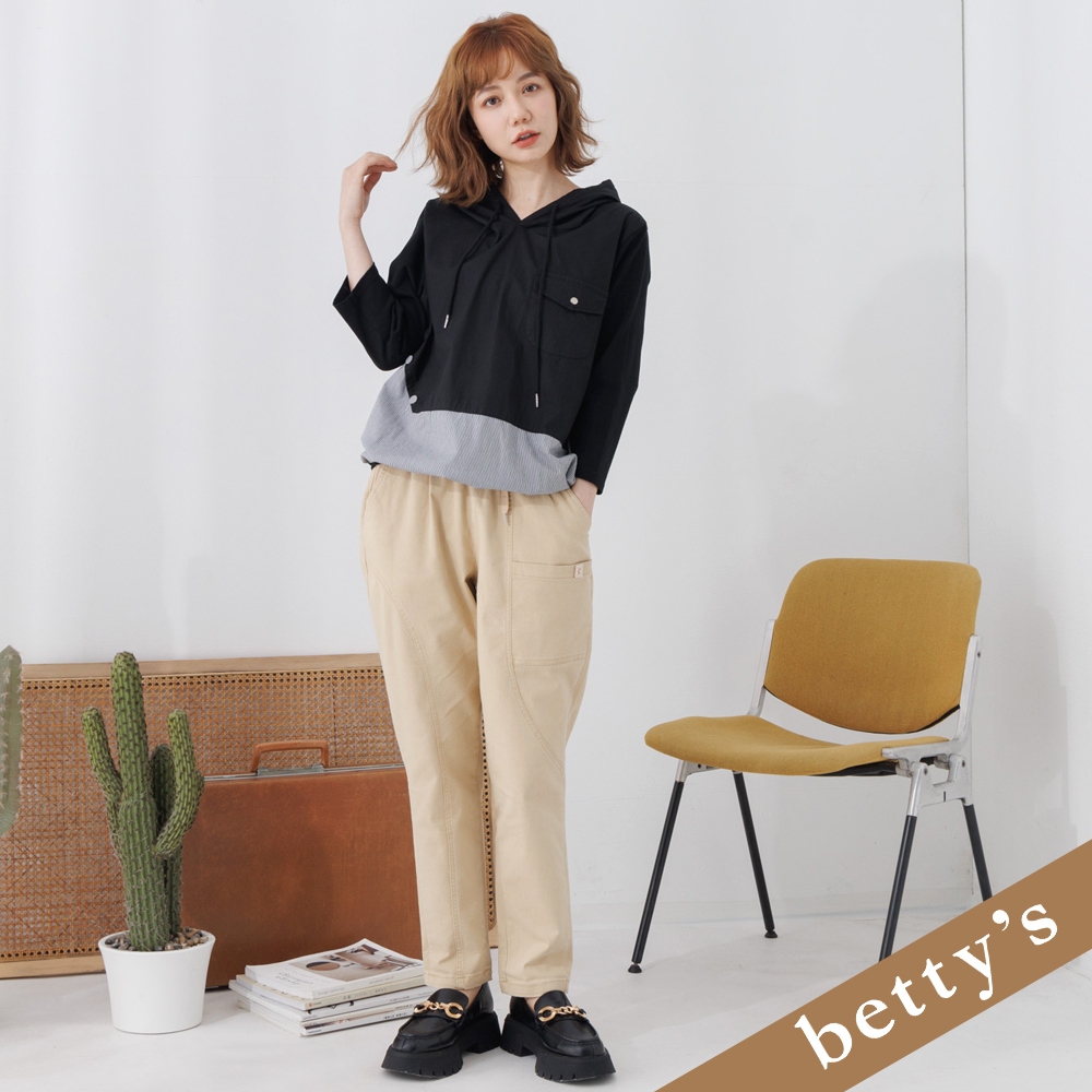 betty’s貝蒂思(25)腰鬆緊抽繩直筒休閒褲(卡其色)