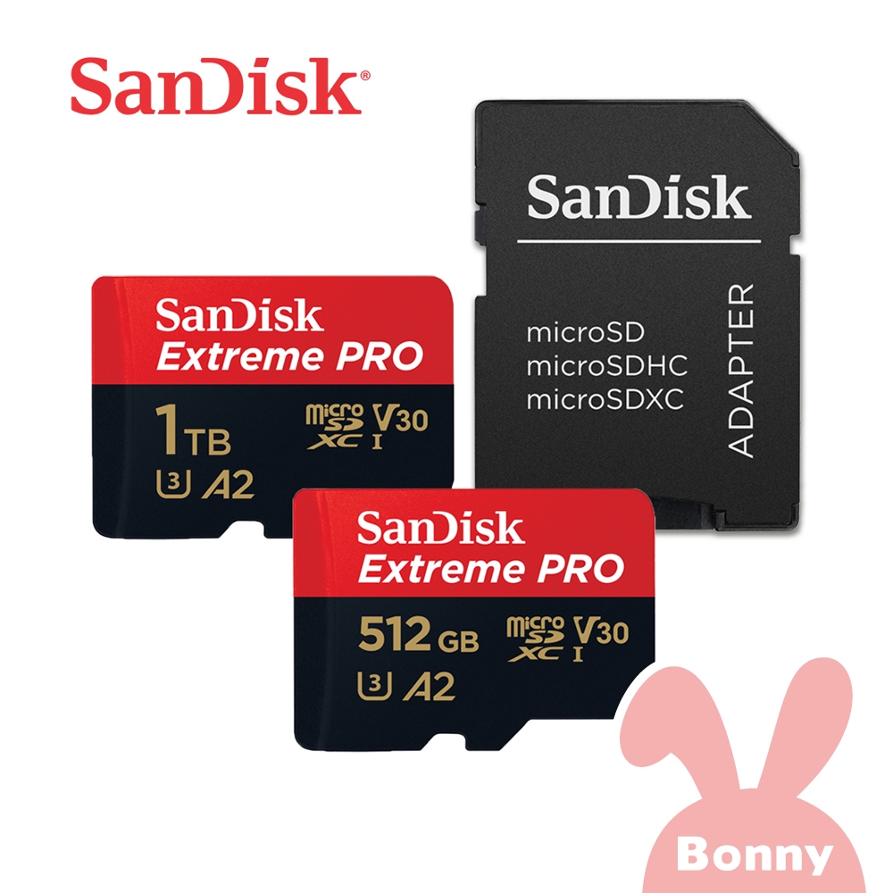 【SanDisk】Extreme PRO microSDXC 記憶卡(附轉卡) 公司貨 512G/1TB V30 A2