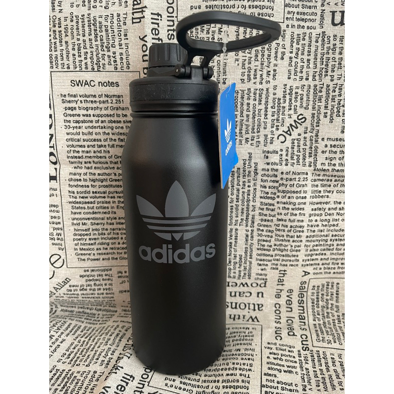 ADIDAS STEEL BOTTLE黑色水壺 三葉草保溫瓶 不鏽鋼