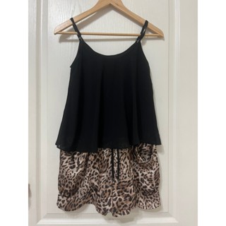 佯裝 / 二手 MOMA 豹紋印花拼接 細肩帶連身褲裝(34)