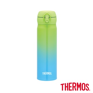 THERMOS膳魔師 不鏽鋼漸層超輕量彈蓋保溫瓶500ml-青檸海洋藍(JNL-500-GGB)