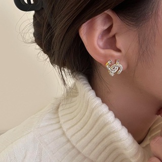 【NiNi Me】 現貨 耳環 韓國 925銀針 水鑽 雙C鋯石耳環 輕奢耳環 小香風 耳針 耳環 N0626