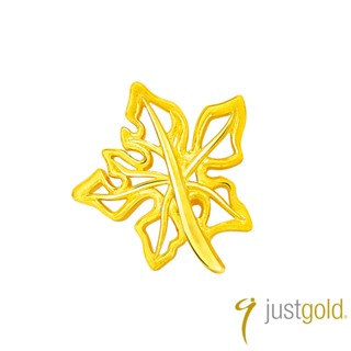 【Just Gold 鎮金店】幸福楓葉 黃金耳環-單耳(華麗)