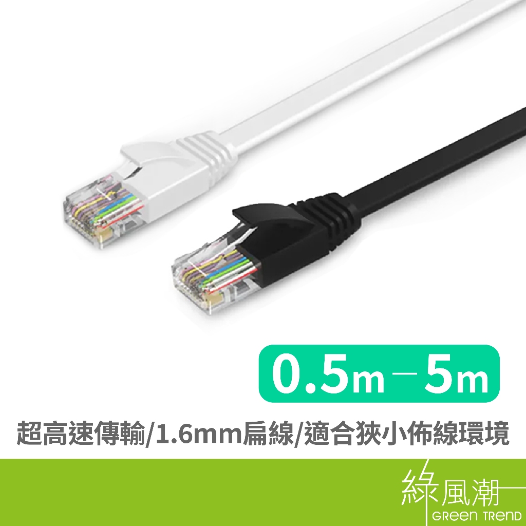 Greentrend C6-B CAT.6 網路線 扁線 黑 0.5m/1m/2m/3m/5m 綠風潮