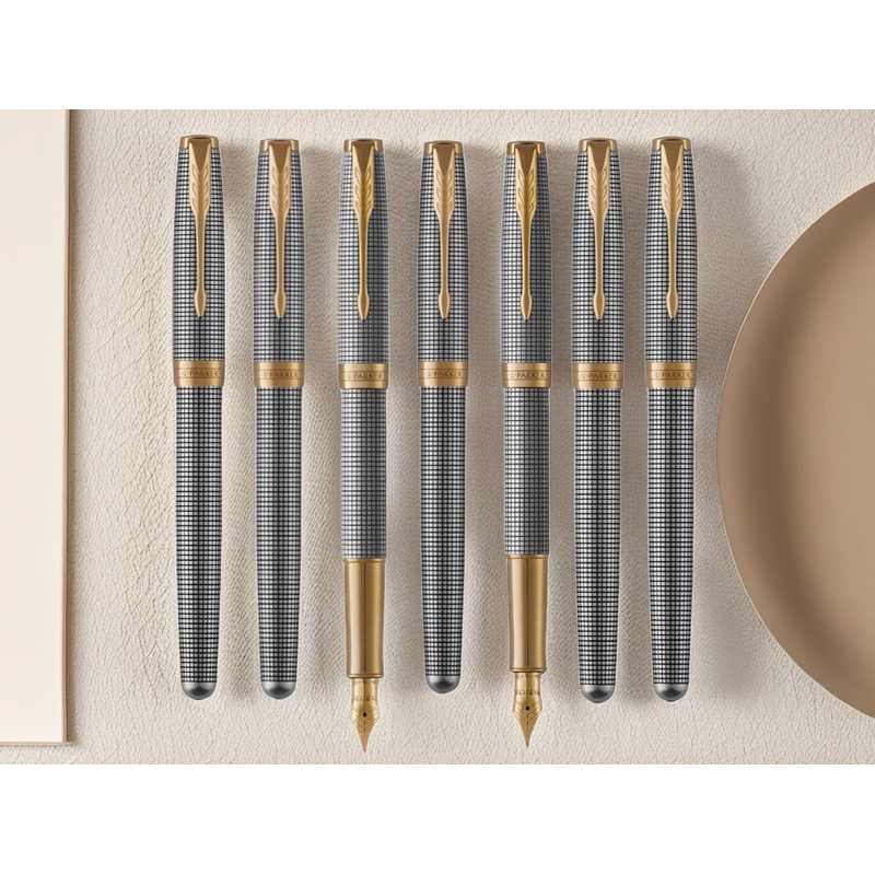 【古今鋼筆】限時5折🔥派克 PARKER 新款 SONNET 卓爾系列 銀格 925純銀格紋 金夾 18K 鋼筆