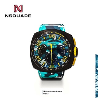 【WANgT】NSQUARE NICK CHRONO CAMO迷彩系列 潮水藍 橡膠運動風腕錶 G0369-N20.2
