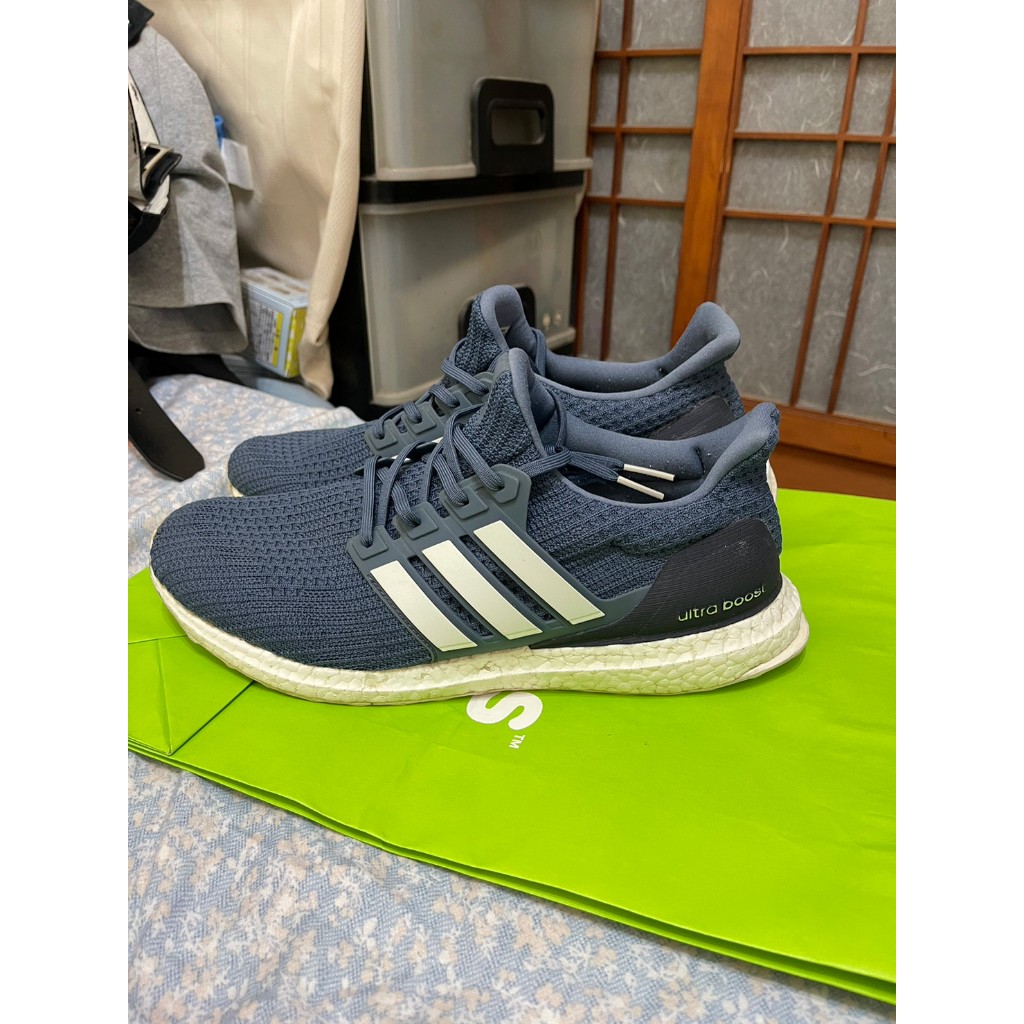「 二手鞋 」 Adidas Ultra Boost 男版運動休閒鞋 US12（藍）鐵4-3