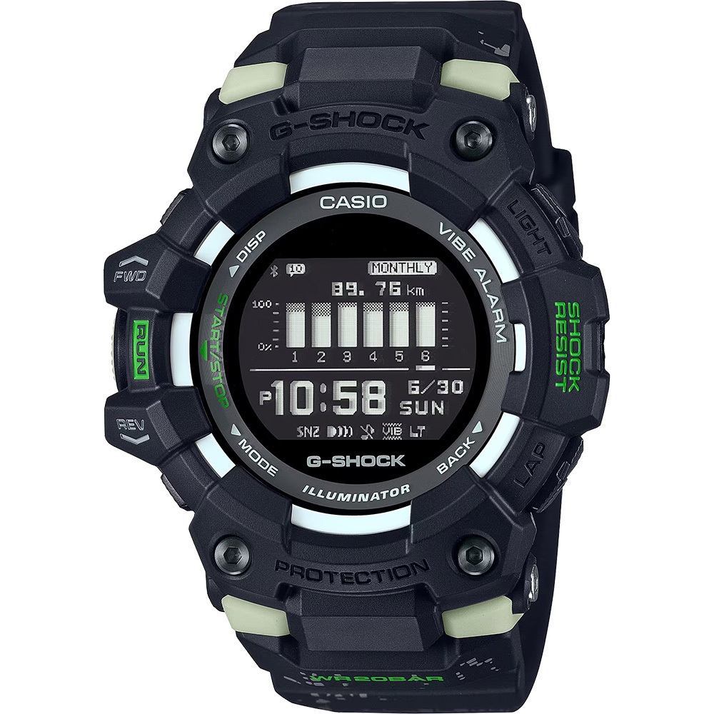 CASIO卡西歐 G-SHOCK 藍牙 城市夜跑 夜光迷彩 運動系列 GBD-100LM-1_49.3mm