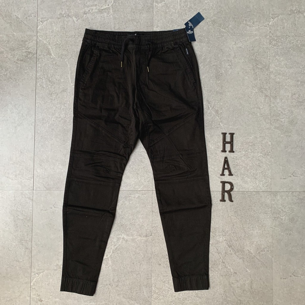 [海鹿馬]Hollister 海鷗 長褲 縮口褲 彈性修身款 黑色 休閒褲
