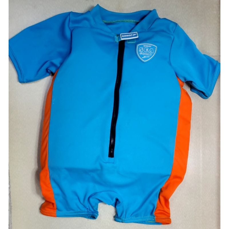 ［二手］Speedo 男童 兒童浮力泳衣 浮版安全防護 藍色 4Y-5Y 22kg-26kg