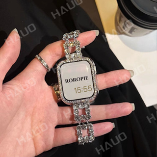 ⌚蘋果手錶錶帶⌚免運 鑲鉆 不鏽鋼錶帶 適用apple watch 錶帶 8 7 6 ultra SE 金屬錶帶 卡扣式