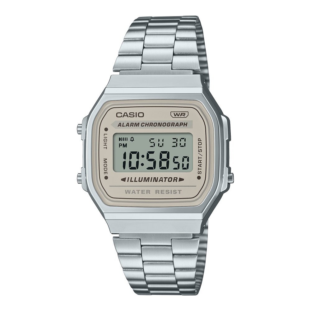 卡西歐 CASIO / A168WA-8A / 數位系列 (附錶盒) 灰色調錶面都會復古氣息