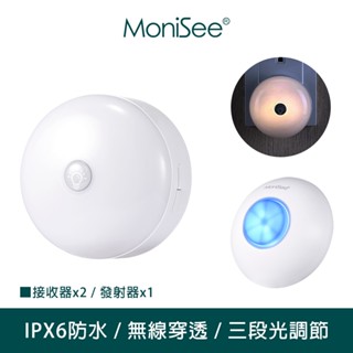 【MoniSee 莫尼希】北歐風觸控夜燈無線門鈴(電池款/套組/一對一) 小夜燈/床頭燈/辦公室門鈴/居家門鈴/音樂門鈴