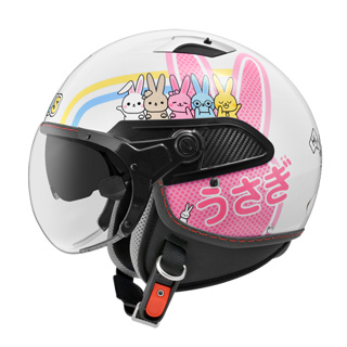 【ZEUS】 ZS-212C AR9 rabbit 彩繪 白粉紅 半罩式安全帽