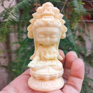 觀音菩薩鵰像 觀音菩薩公仔 觀音菩薩神像 可愛公仔 蓮花底座 桌麵擺飾 風水擺件 玄關擺飾 石鵰 石鵰擺飾 招財擺件
