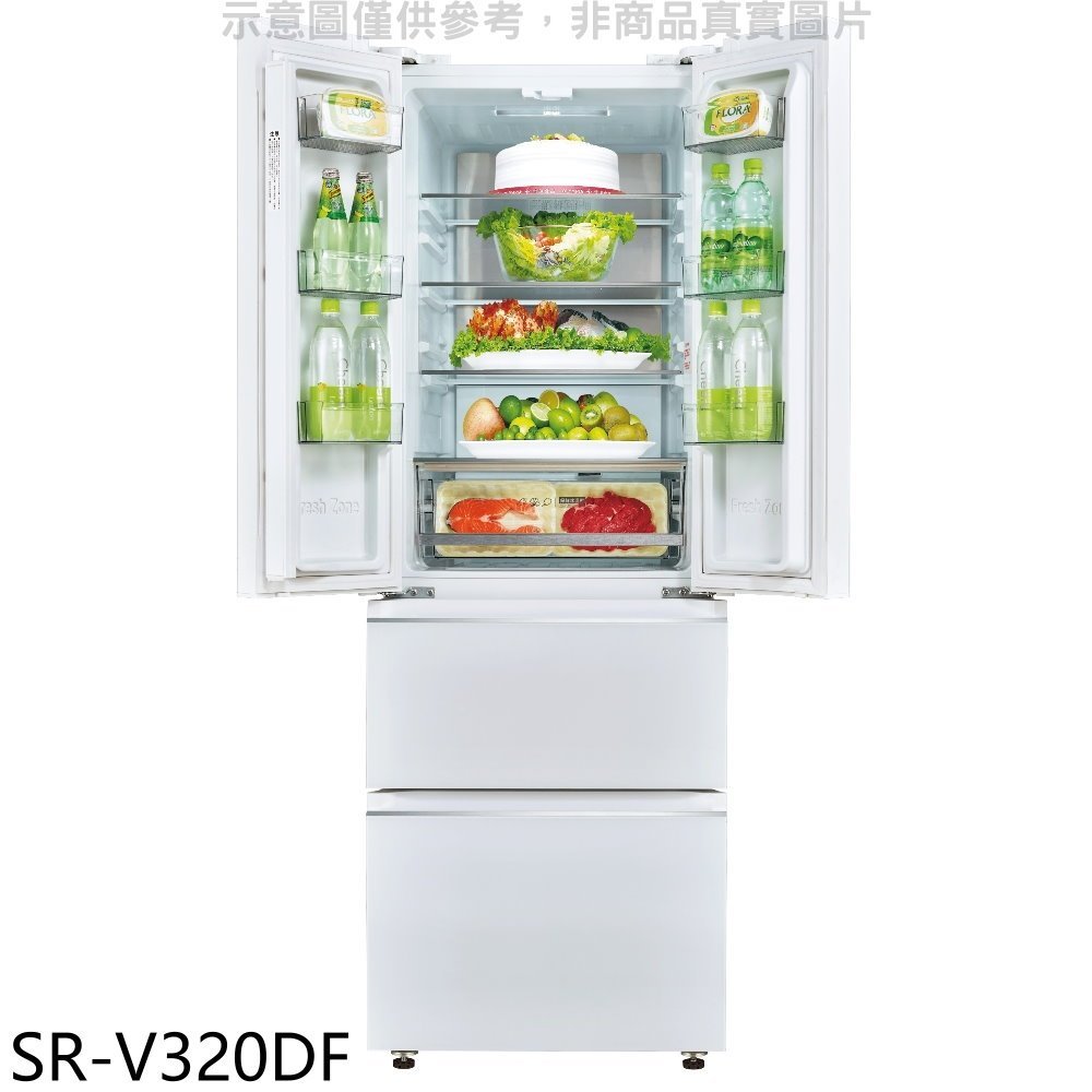 《再議價》SANLUX台灣三洋【SR-V320DF】312公升四門琉璃白變頻冰箱(含標準安裝)