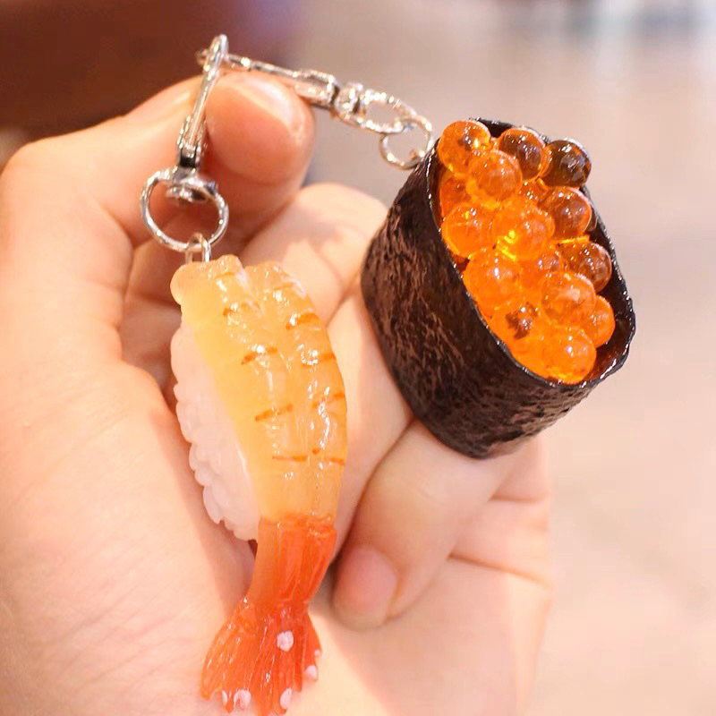 現貨 當天出貨 仿真 鮭魚卵 魚子醬 海膽 飯糰 甜蝦握壽司 食物造型鑰匙圈 吊飾