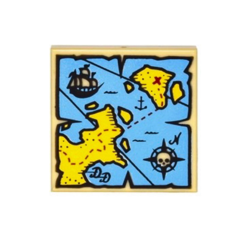 LEGO 樂高 沙色 地圖 寶藏圖 2x2 Tile Map 全新品,米色 海盜 官兵 船長 神鬼奇航 城堡