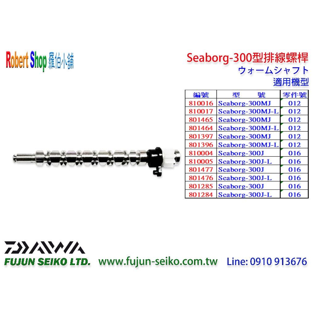 【羅伯小舖】Daiwa 電動捲線器 Seaborg 300型排線螺桿