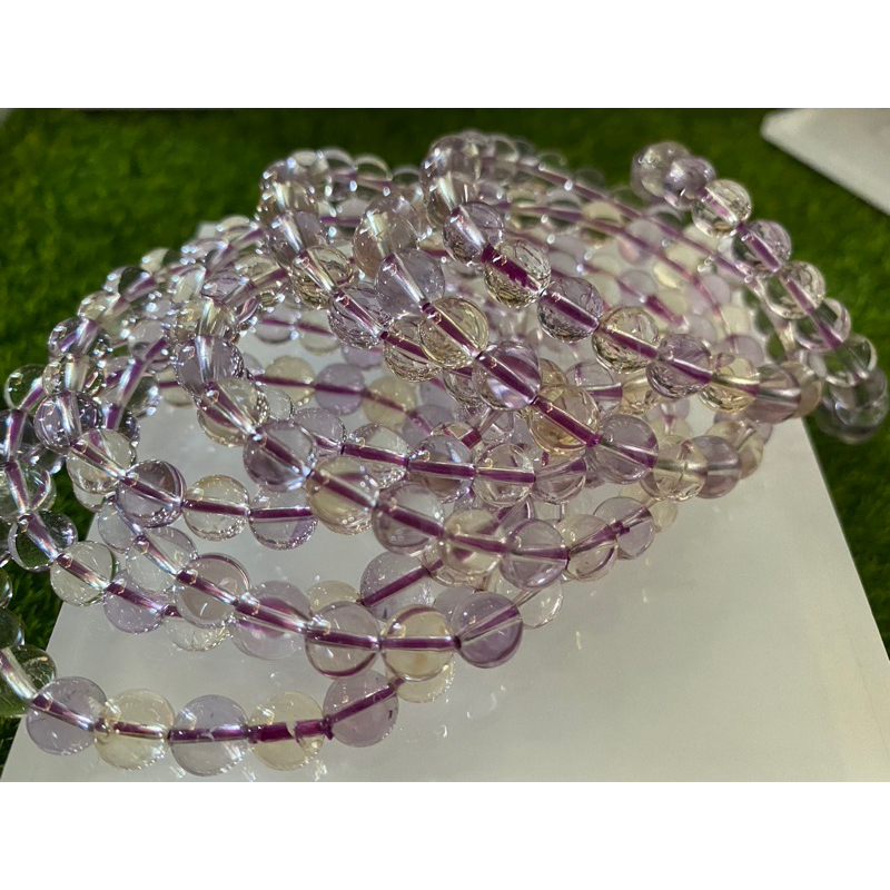 玻利維亞紫黃晶 手串🌸超美玻璃體天然紫黃晶👍