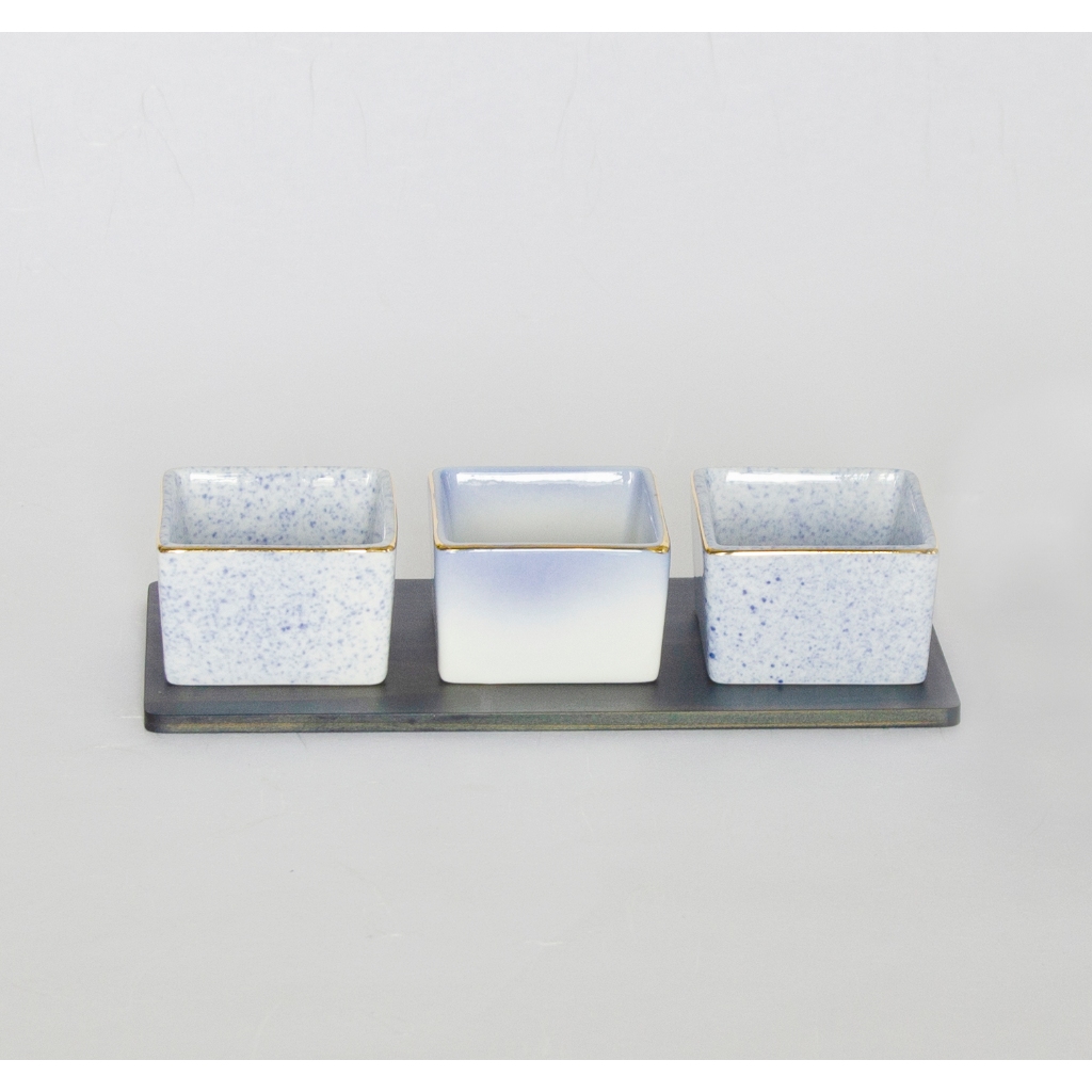 AOLA藍染杉木杯墊＆蔚藍色套件  Indigo-dyed cedar plate&Cobalt Ceramic Set