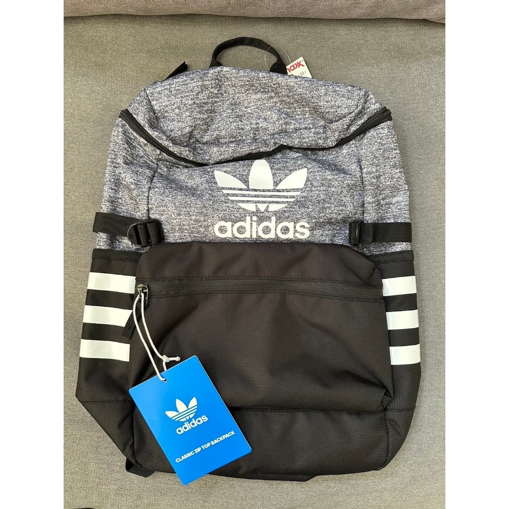 美國 adidas Originals 後背包 Classic Zip Top 灰黑白標