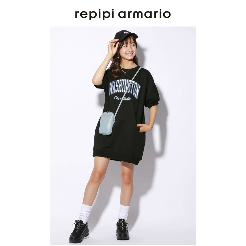 二手 9成新 repipi armario女 黑色 短版洋裝 休閒短袖 長版上衣 尺寸L