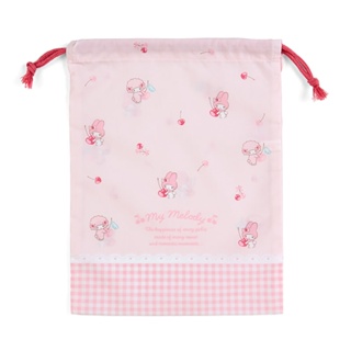 Sanrio 三麗鷗 日本製 棉質抽繩束口袋 縮口袋 M 美樂蒂 櫻桃 255092
