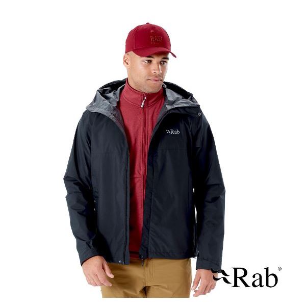Rab Downpour Eco Jacket  男 輕量防風防水連帽外套 黑色QWG-82 休閒外套【陽昇戶外用品】