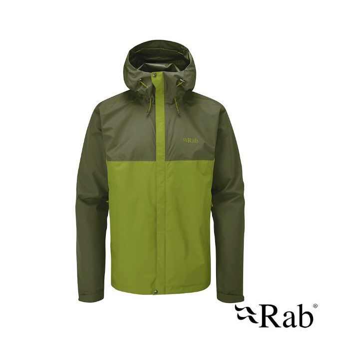 Rab Downpour Eco Jacket 男 輕量防風防水連帽外套 軍綠/白楊綠 QWG-82【陽昇戶外用品】