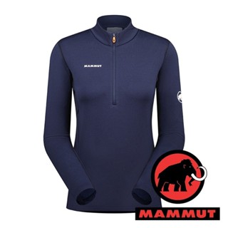 【MAMMUT 長毛象】Aenergy女半門襟吸濕排汗長袖上衣『海洋藍/黑』1016-01130