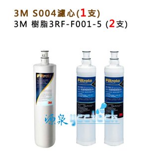 【下單先領10%蝦幣相當9折回饋】3M S004淨水器濾心1入+ 3M快拆樹脂濾心(3RF-F001-5)2支入
