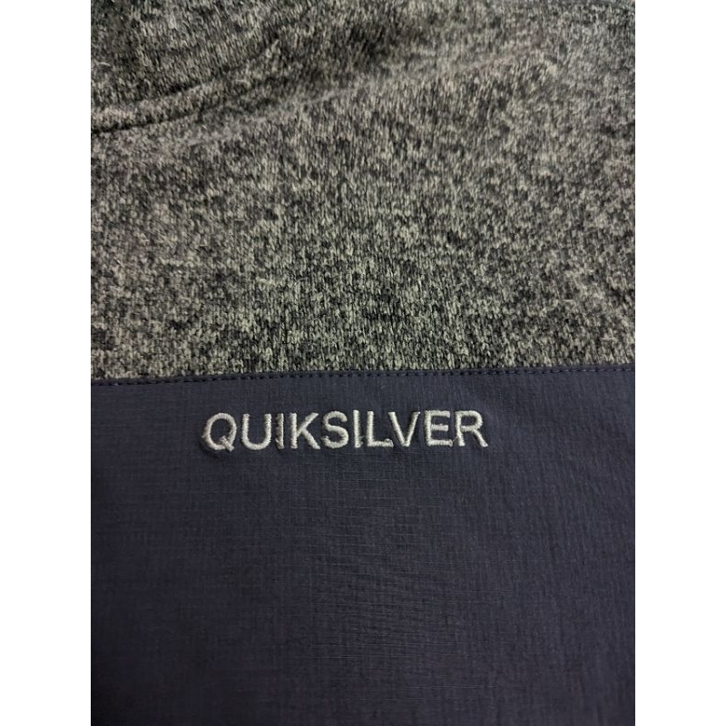 衝浪滑雪品牌 quiksilver 深灰色灰黑色藍色拼接毛衣外套 連帽外套