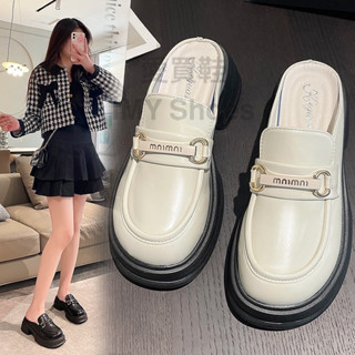 出清售完不追~~呆萌大頭楦型😍厚底半拖 紳士鞋【臺灣現貨快速出貨】半拖 牛津鞋 復古英倫風 厚底時尚 樂福鞋 穆勒鞋
