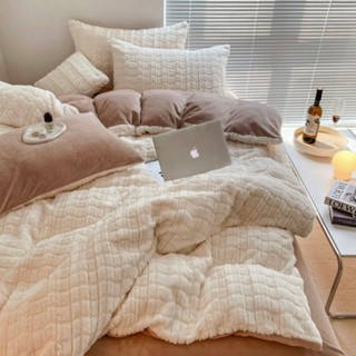 「chili」臺灣現貨❤️ 韓風 奶油咖 奶白咖 素色 白粉 牛奶絨 秋冬保暖 可愛 床包 法蘭絨 雙人床包 加大雙人