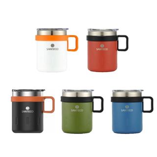 【SANTECO | 雙層真空不鏽鋼馬克杯】KEMI 保溫保冷 透明上蓋 法國設計 350ml Kimi極美職人推薦