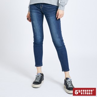 5th STREET 女裝中腰小直筒褲-酵洗藍(-3KG系列)