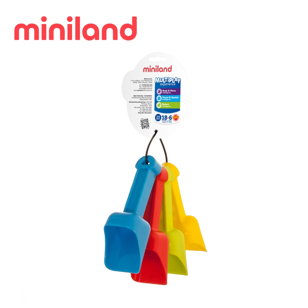 【西班牙miniland】沙雪地幼兒勺子4入組-15cm 西班牙原裝進口 兒童玩具 玩具 戲水玩具 親子