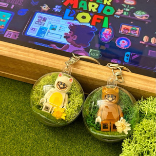 🫧【手工製】 透明球吊飾 鑰匙圈 吊飾 瑪利歐 mario 狸貓 白金狸貓
