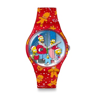 【SWATCH】New Gent 原創系列手錶 辛普森家族 耶誕錶 紅 (41mm) 男錶 瑞士錶 SUOZ361
