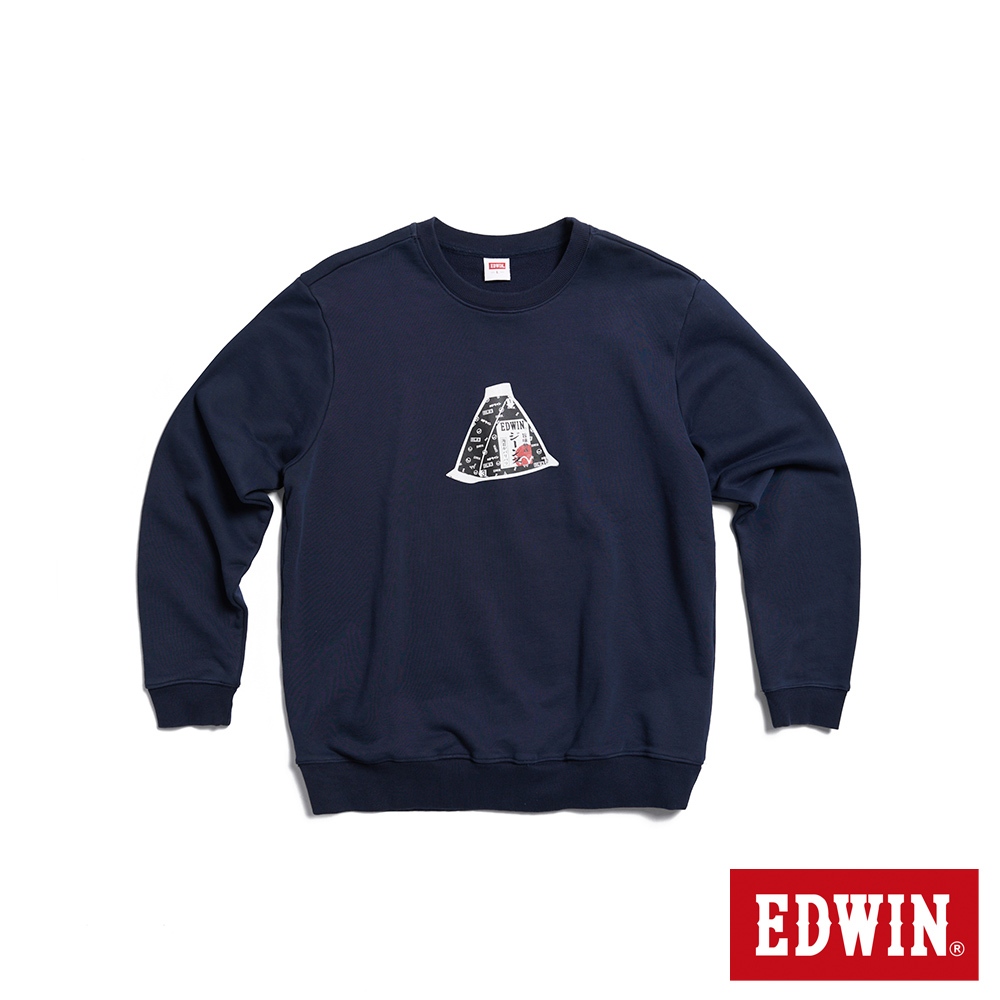 EDWIN 東京散策系列 三角飯糰厚長袖T恤(丈青色)-男女款