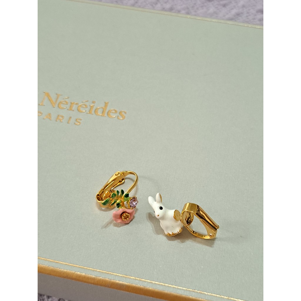 [飾品-蕾娜海] Les Nereides 不對稱小白兔耳夾耳環