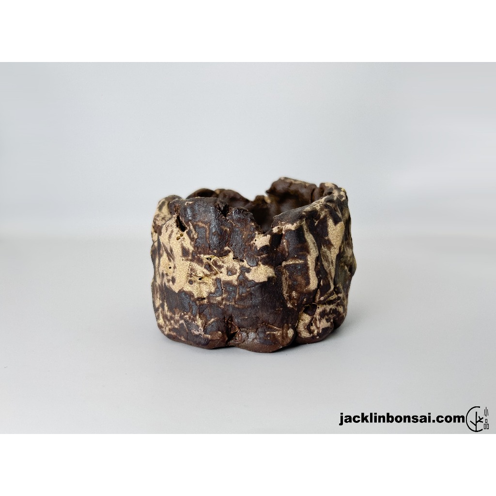 【Jack Lin Bonsai】深色岩石手工花盆 花盆 花器 陶器 Dark Rock Bonsai Pot