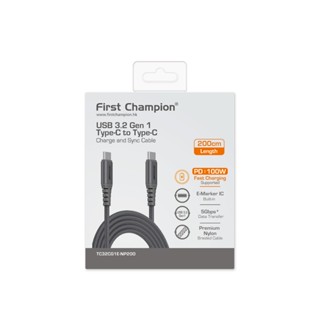 First Champion 100W USB-C至USB-C 2米 PD-USB 3.2 GEN 1 高速資料充電線